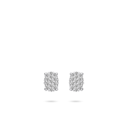 Oval Pave Dashing Details Ear Studs