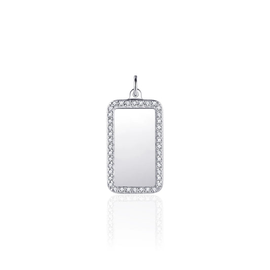 Silver Cz Tag Pendant