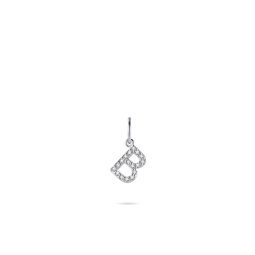 Silver Cz Initial Pendants/Charms A-Z