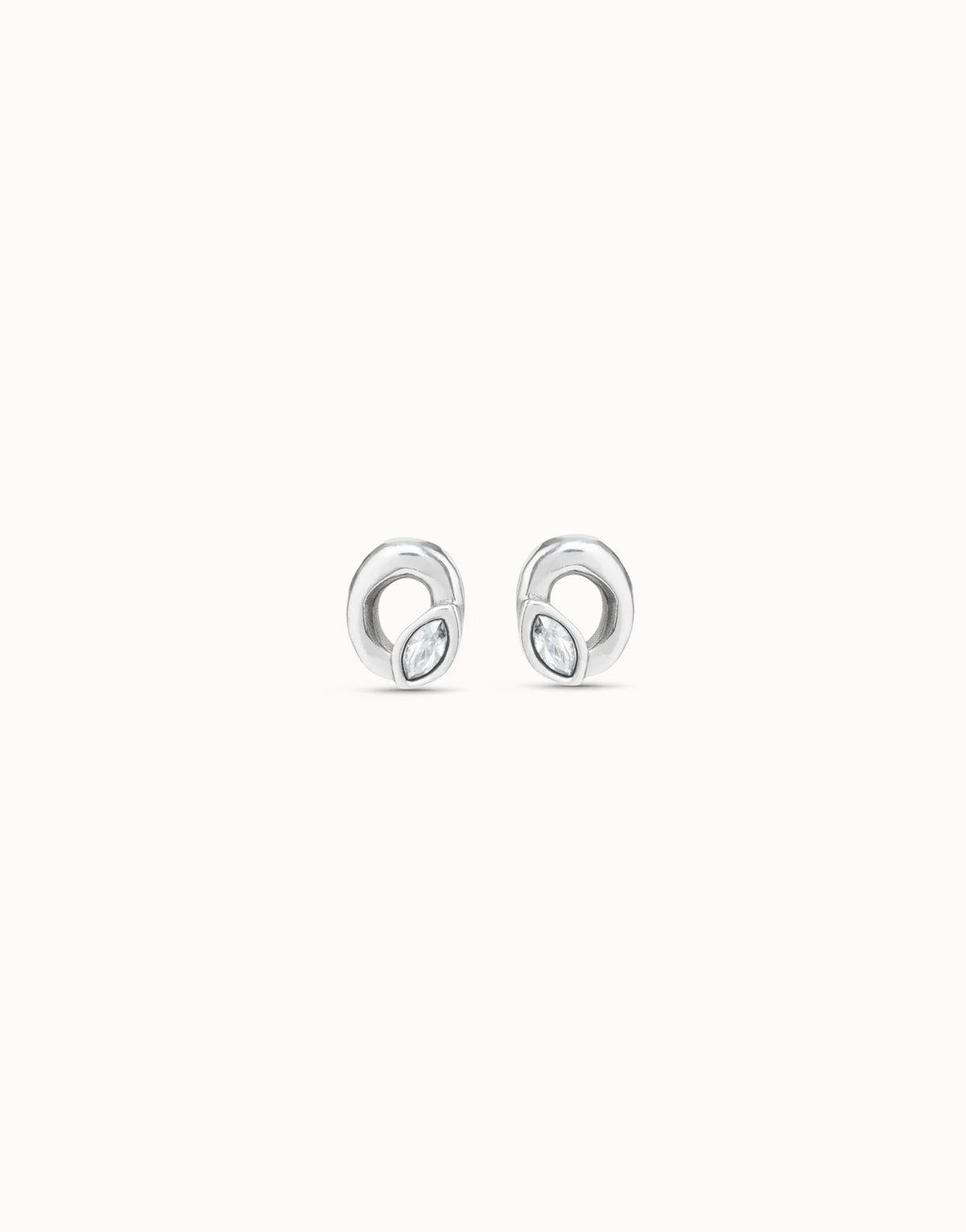 Stud oval earrings with light grey crystal