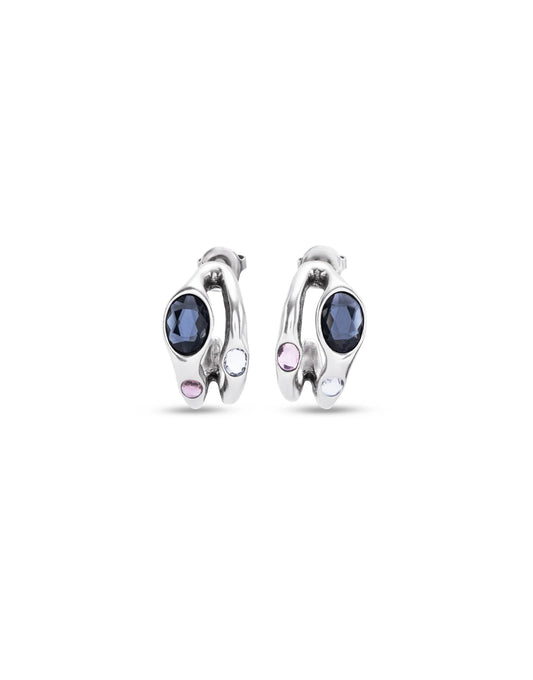 Silver Hoop earrings with multicolor crystal