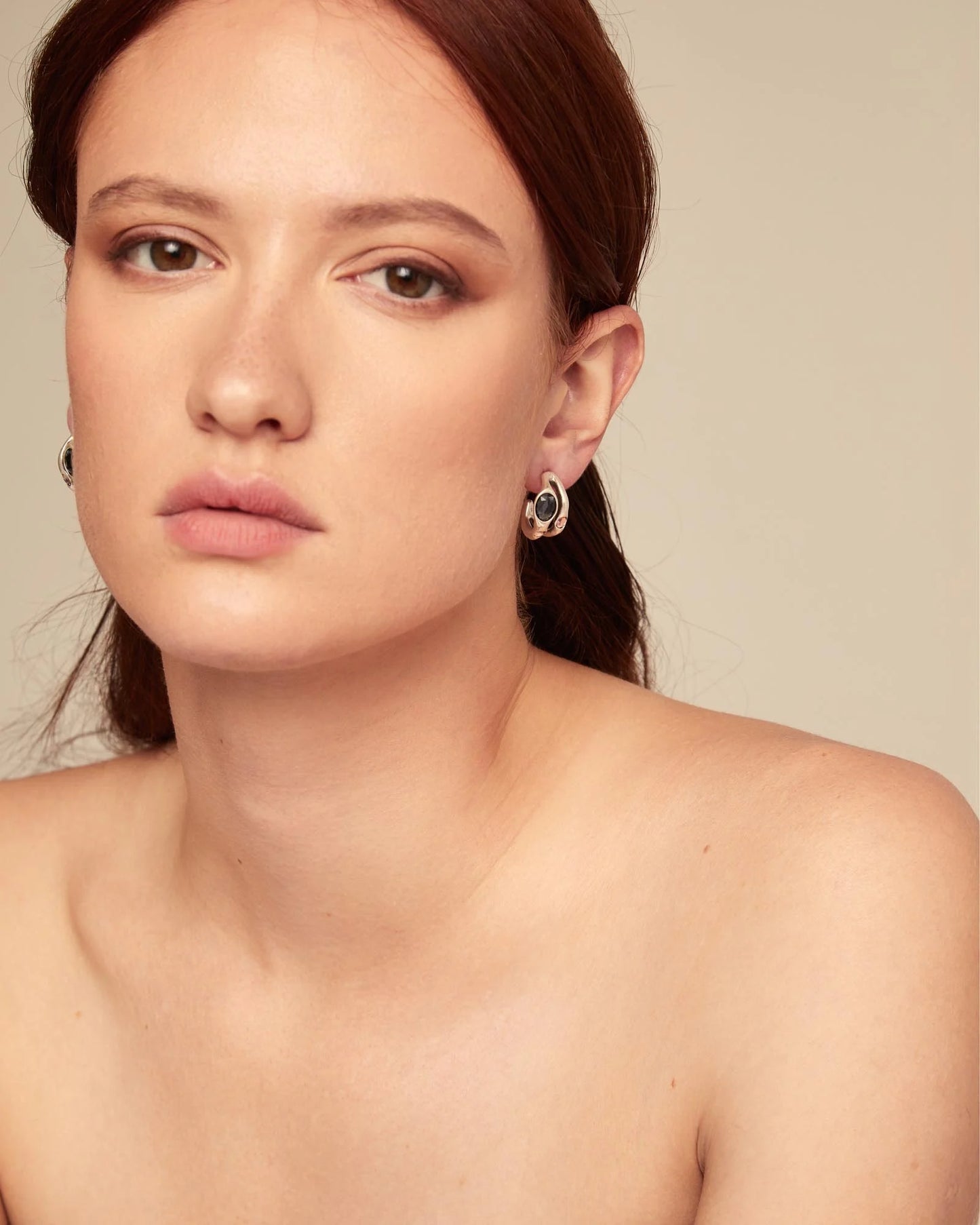 Silver Hoop earrings with multicolor crystal