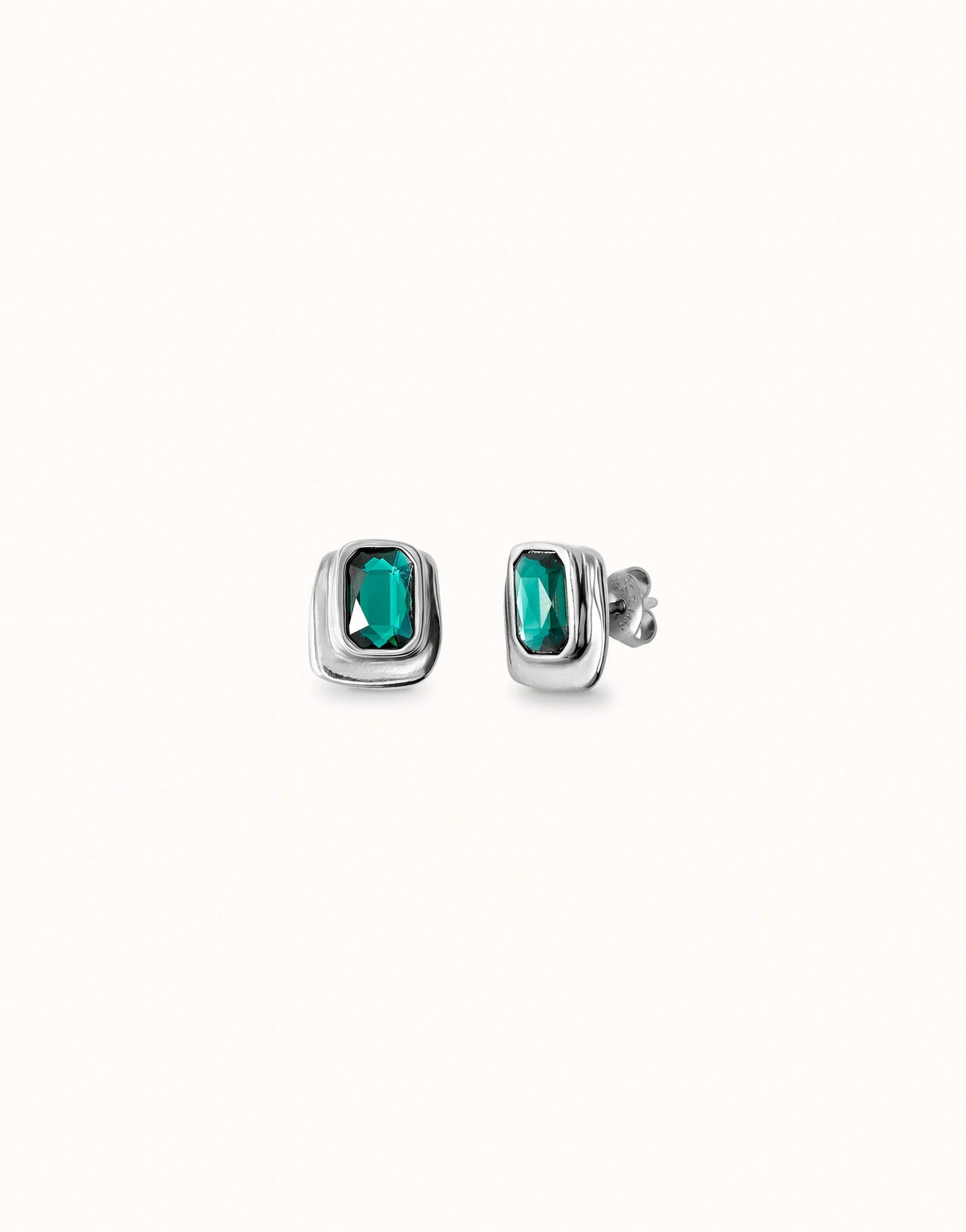 Stud earrings with green crystal