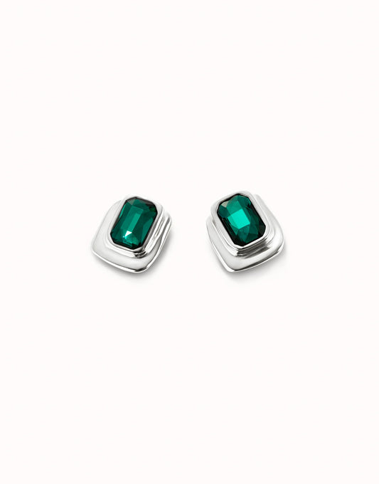 Stud earrings with green crystal