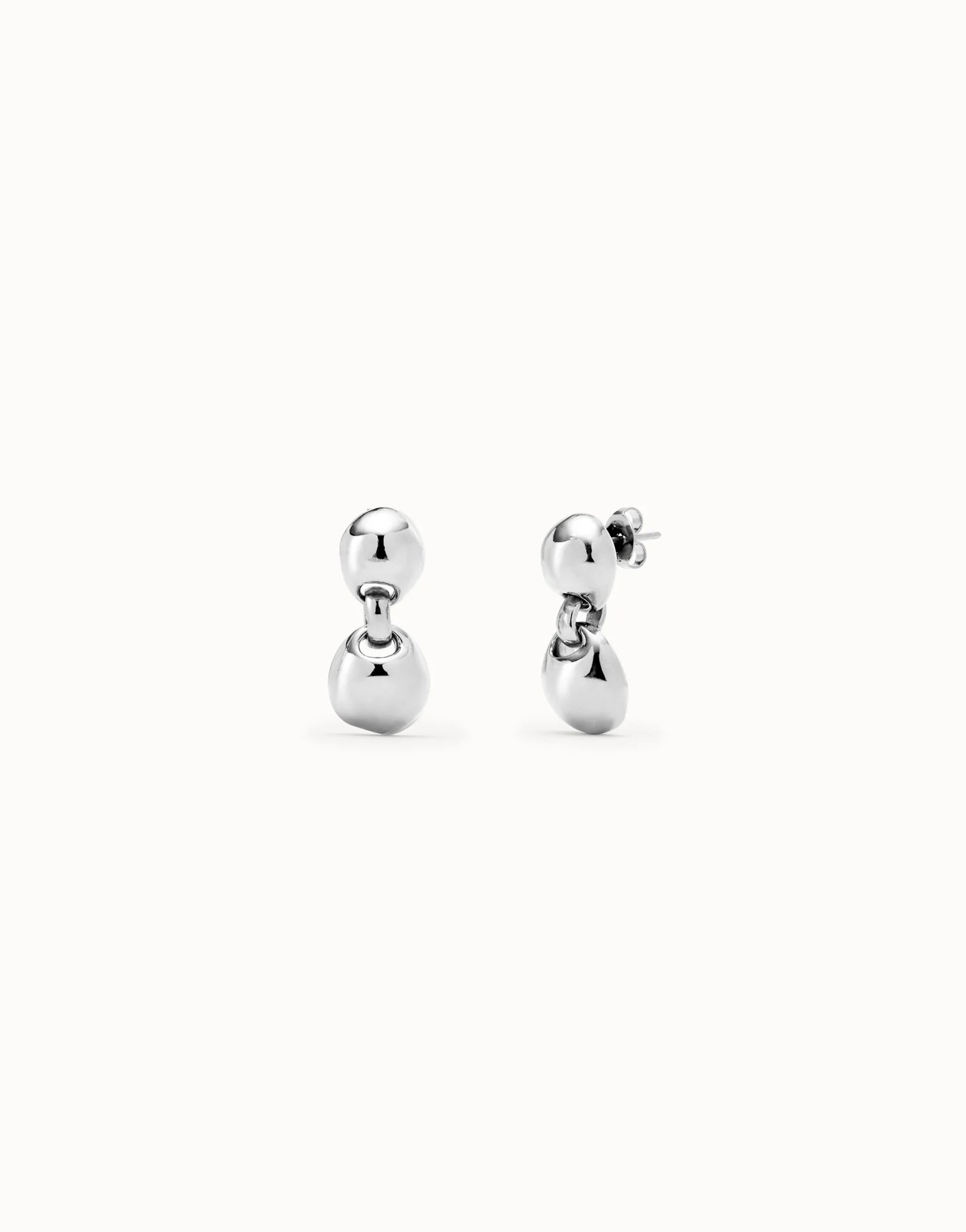 Silver Drop earrings with two beads