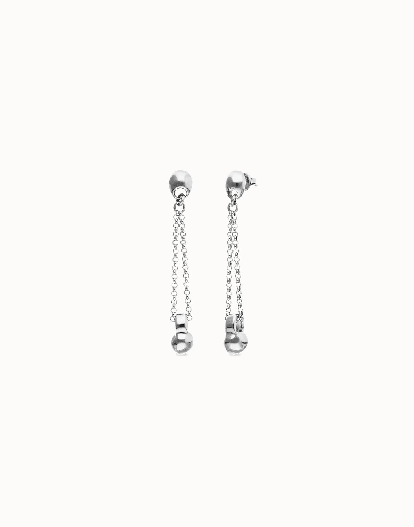 Drop earrings with long chain and sphere