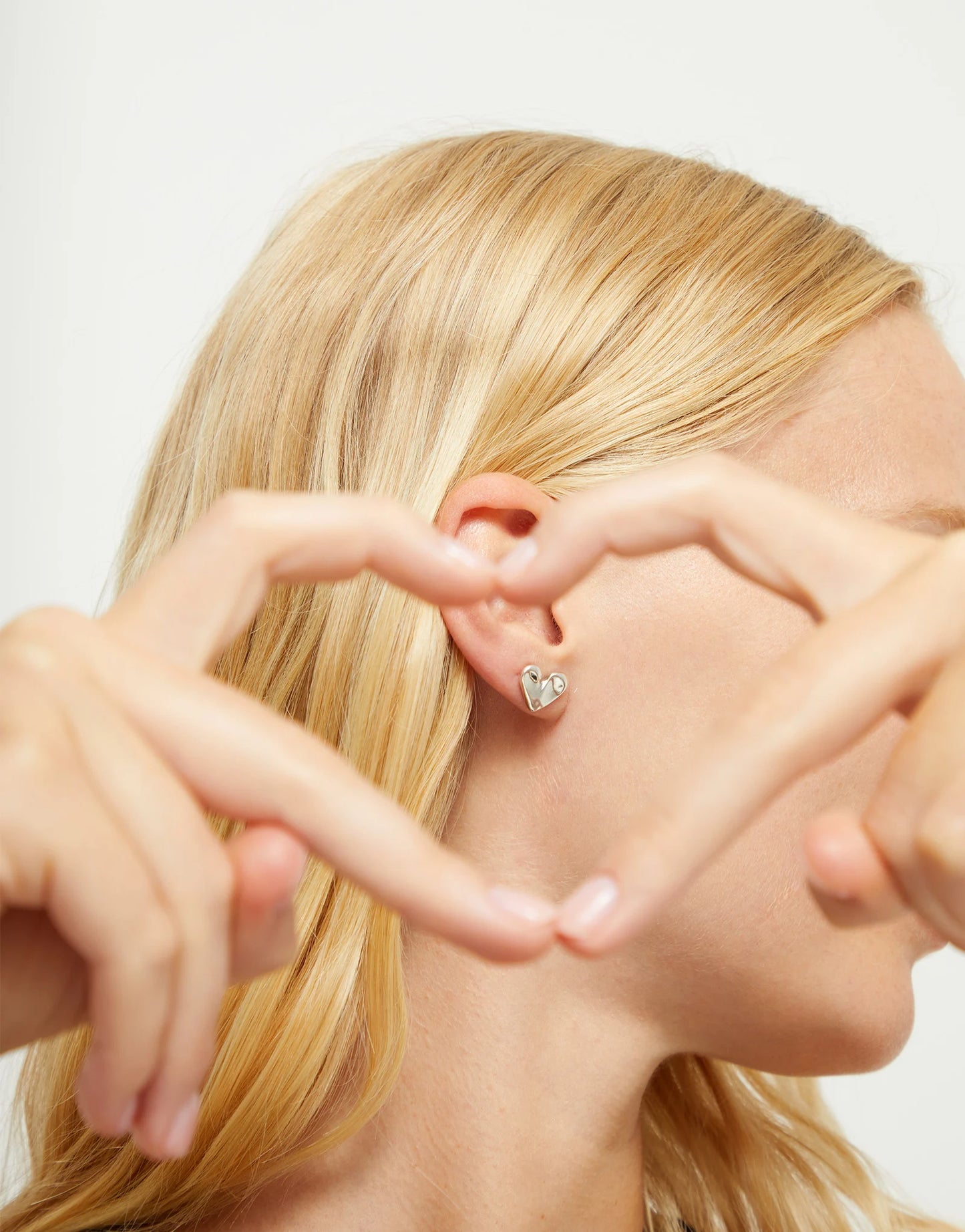 Silver Heart Stud Earrings