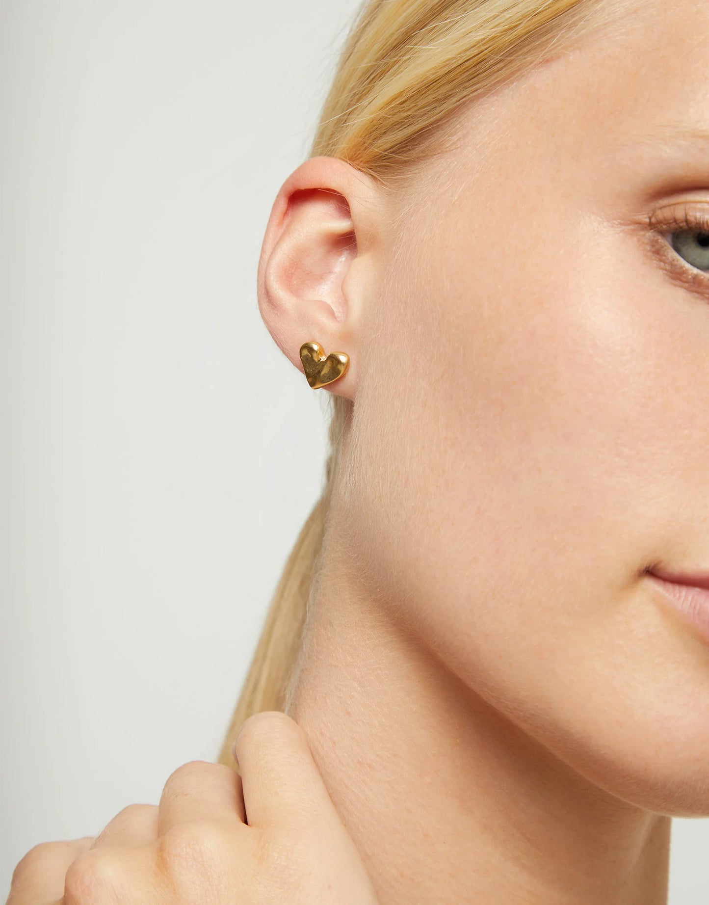 Golden Heart Stud Earrings