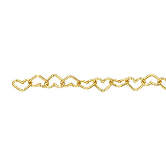 Yellow Gold Heart Link Cable Chain Bracelet