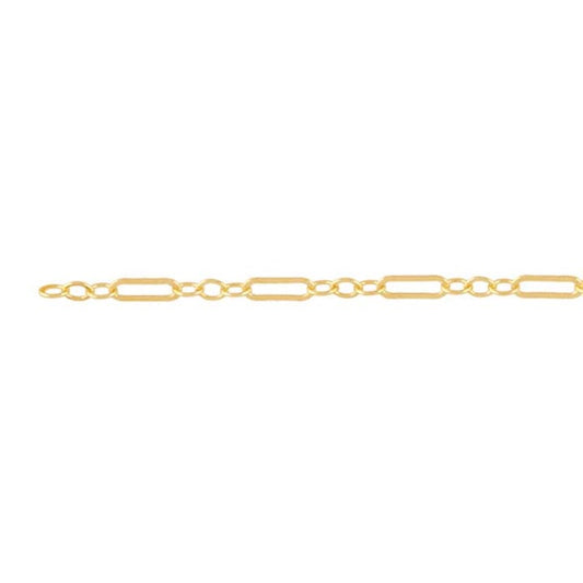 Yellow Gold Flat Long and Short Chain Anklet (27 cm)