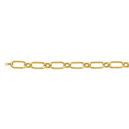 PermaJewel Yellow Gold Patterned Long & Short Bracelet