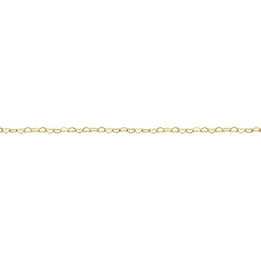 14CT Yellow Gold Filled Flat Heart Chain 27 cm Anklet