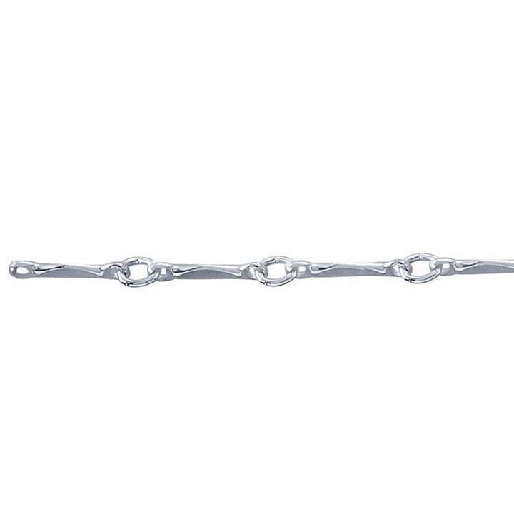 PermaJewel Stg Silver Dapped Bar & Link Chain Bracelet