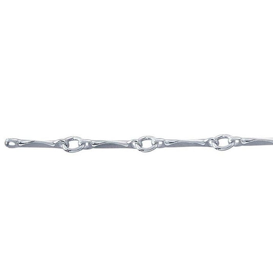 PermaJewel Stg Silver Dapped Bar & Link Chain Bracelet