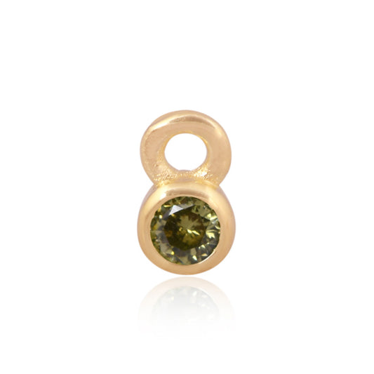 Gold 3mm CZ Round Charm, August.