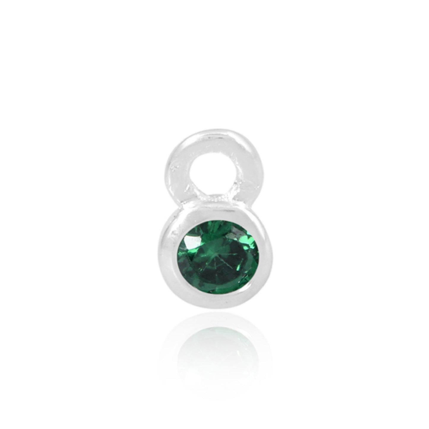 Sterling Silver 3mm Round Green Birthstone Charm-May