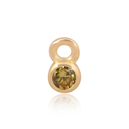 Gold 3mm CZ Round Charm, November