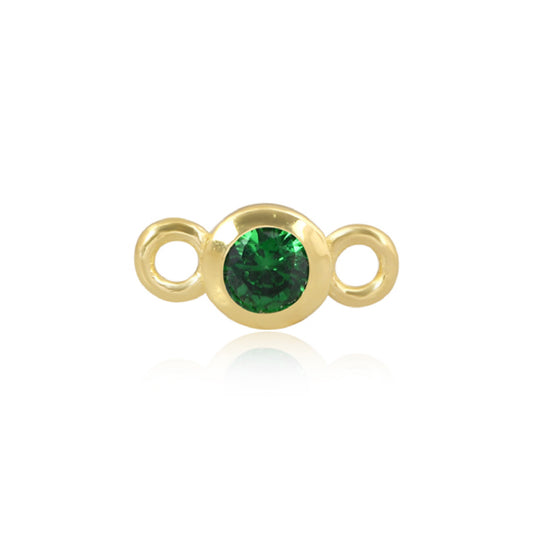 Yellow Gold Green Cz Birthstone Connector - May
