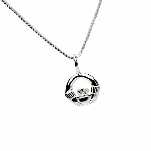 Sterling Silver Plain Claddagh Necklace