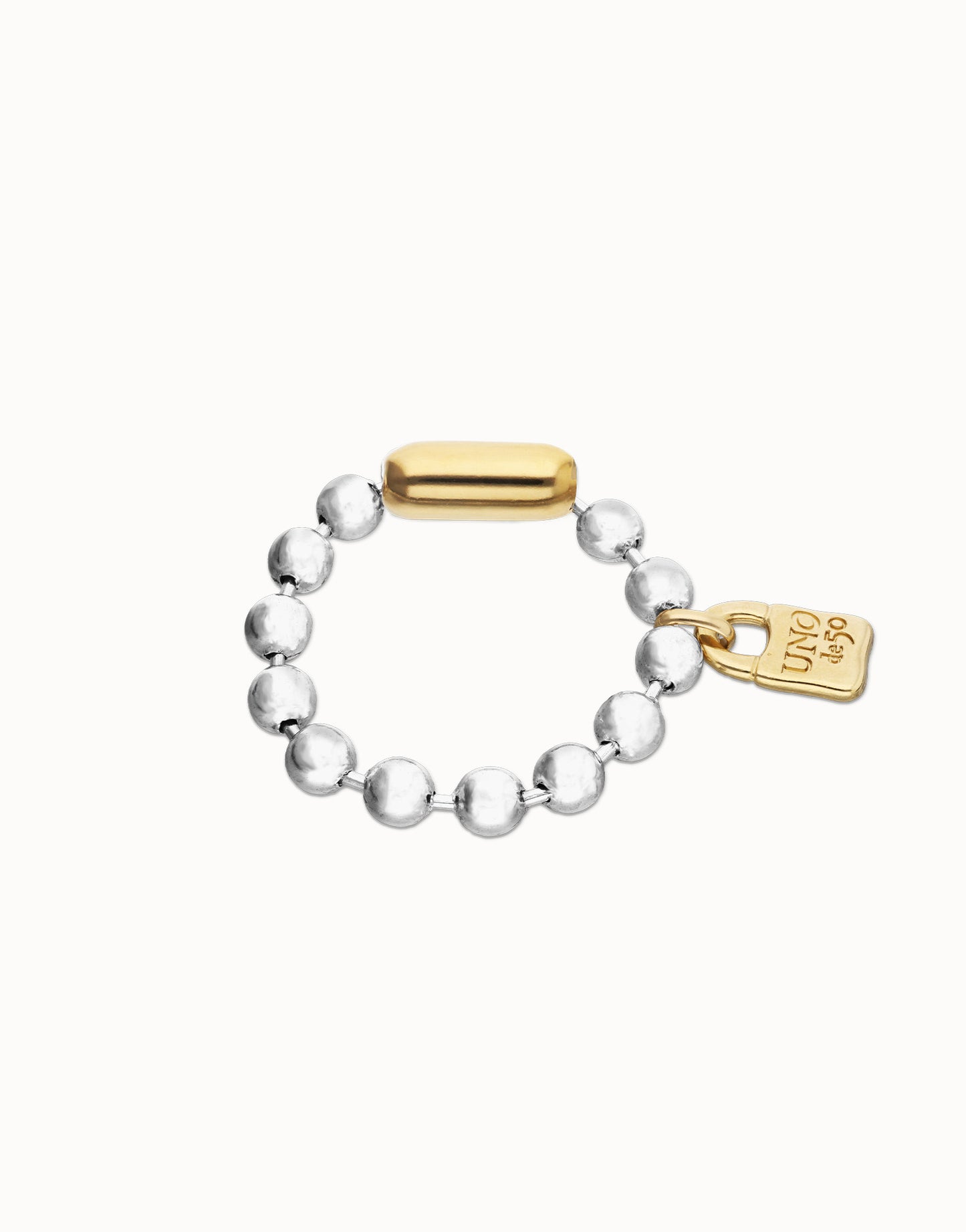 Duo Tone Bead bracelet with padlock and clasp