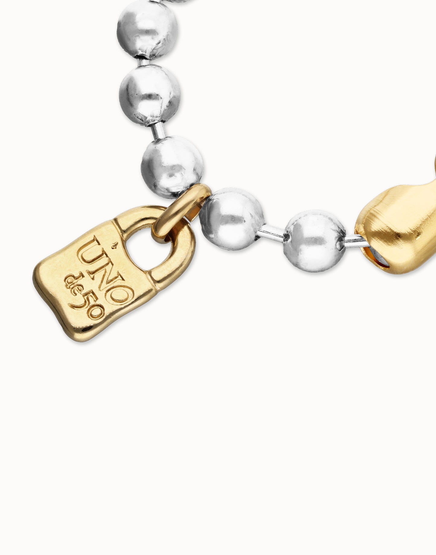 Duo Tone Bead bracelet with padlock and clasp