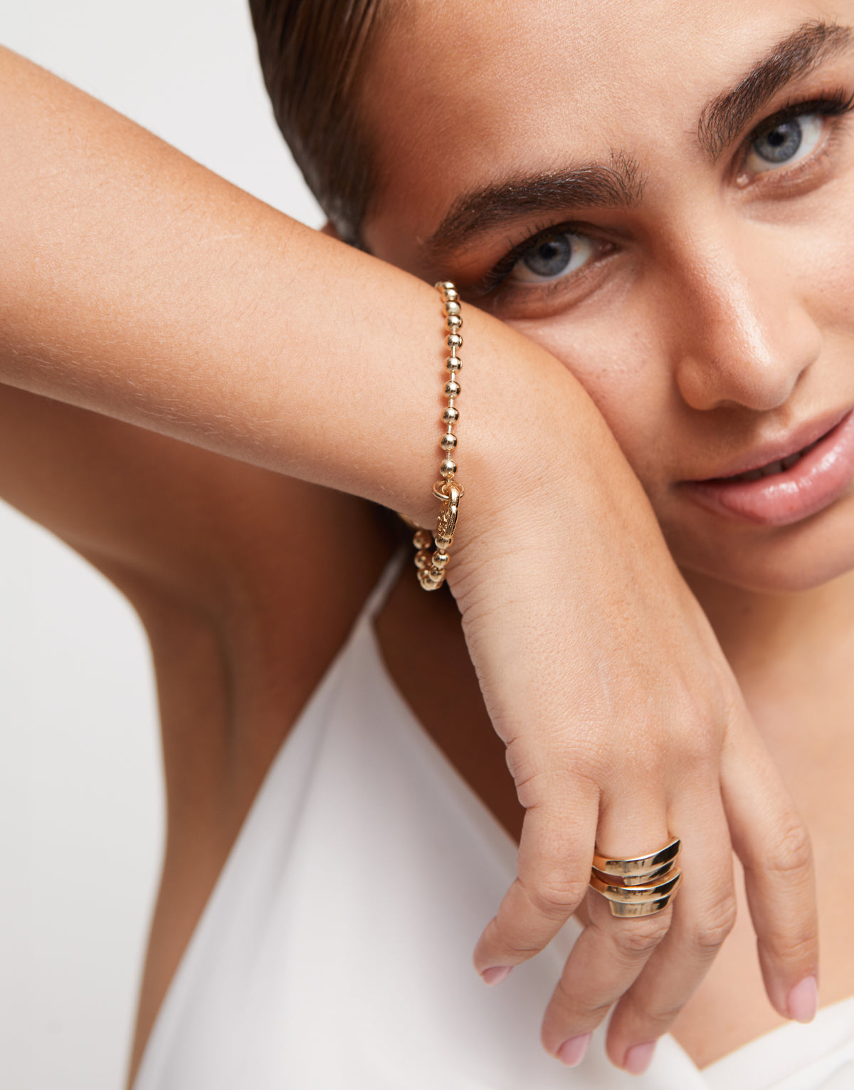 Gold Beaded charm bracelet