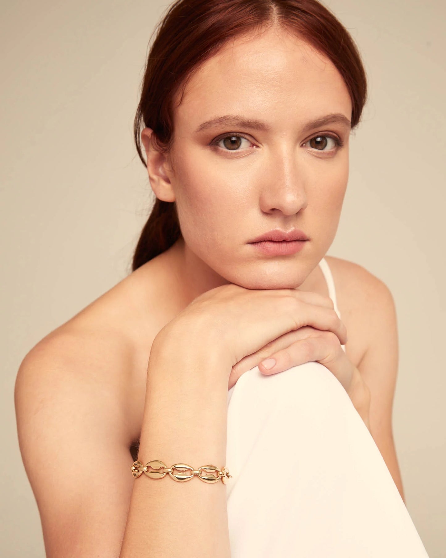 Golden oval link chain bracelet