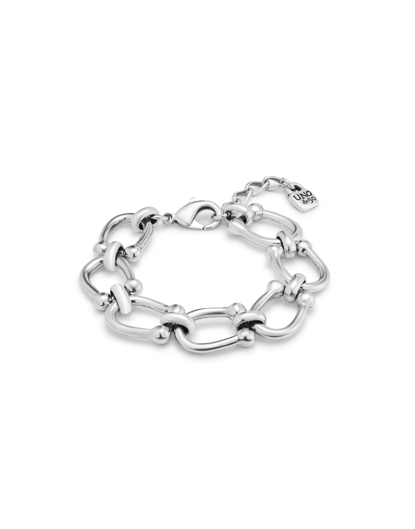 Silver medium oval link chain bracelet