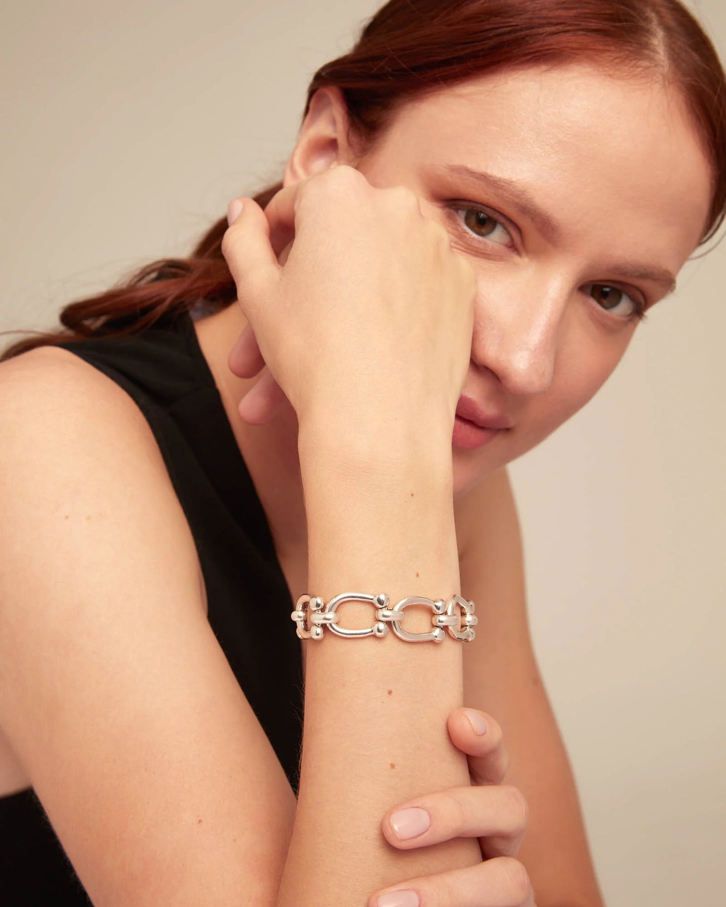Silver medium oval link chain bracelet