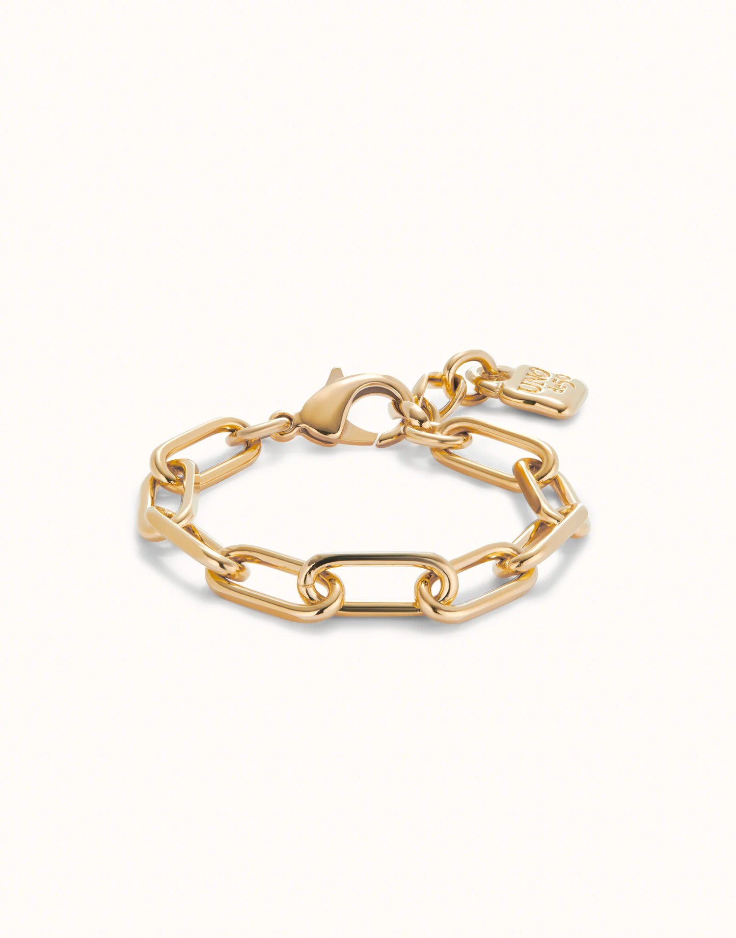 Golden Paper clip link bracelet with padlock