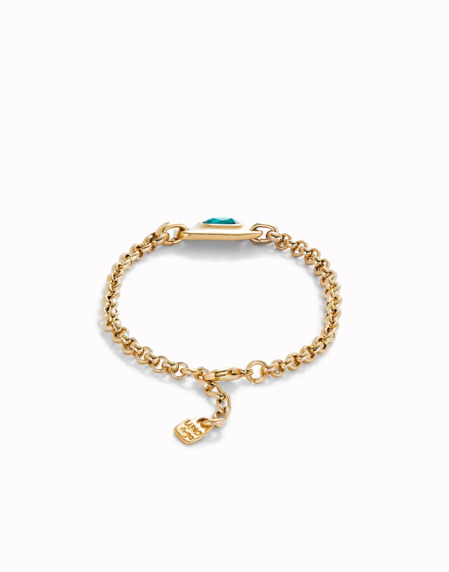 Golden Chain bracelet with green crystal