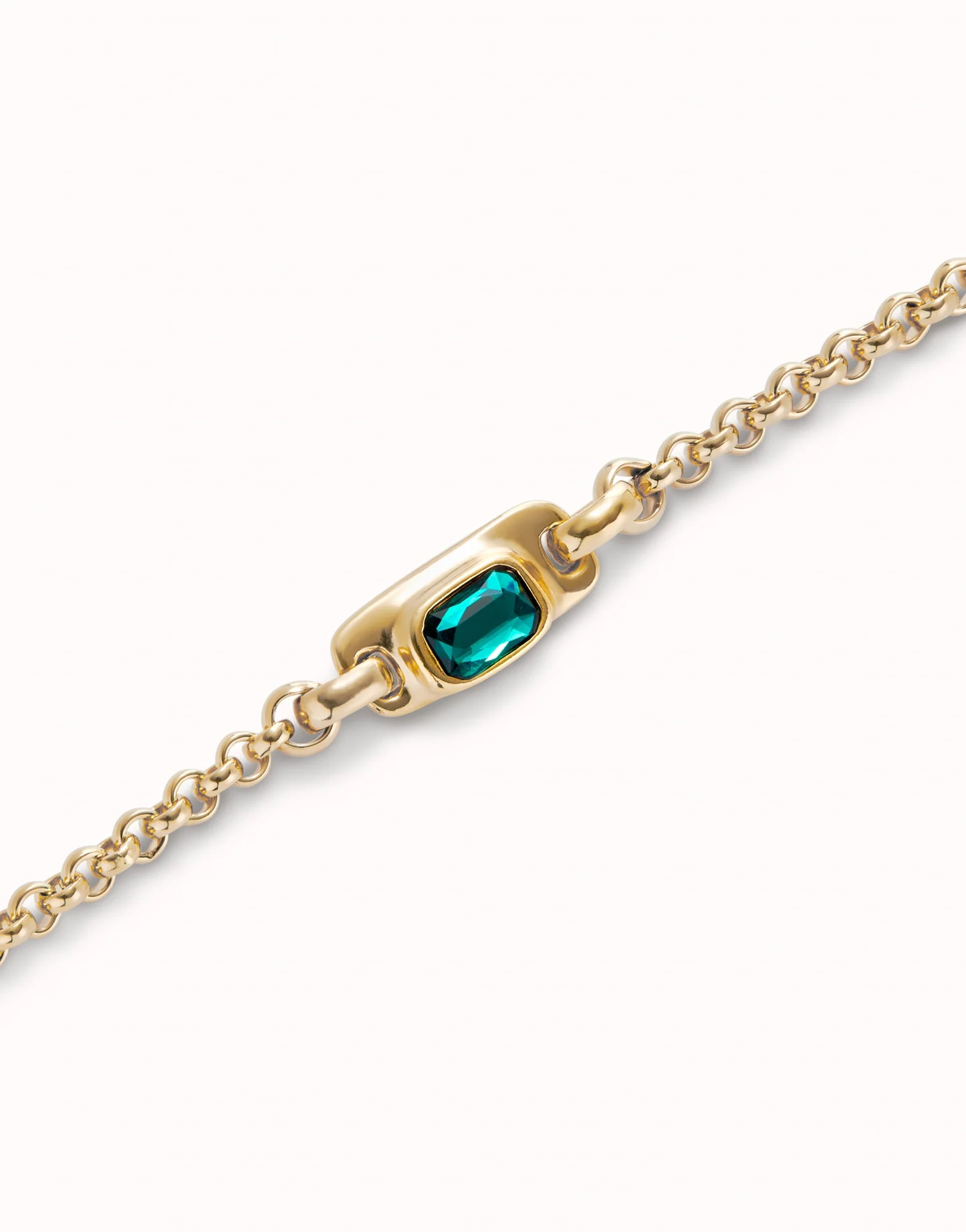 Golden Chain bracelet with green crystal