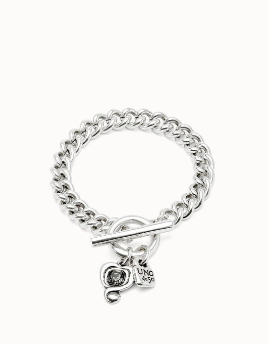 Silver Curb link chain bracelet with charms
