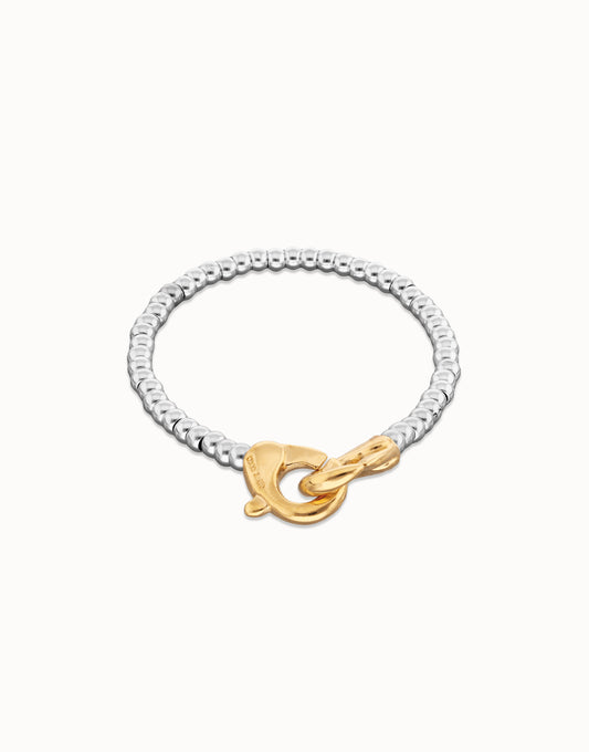 Duo Tone beads bracelet with carabiner clasp
