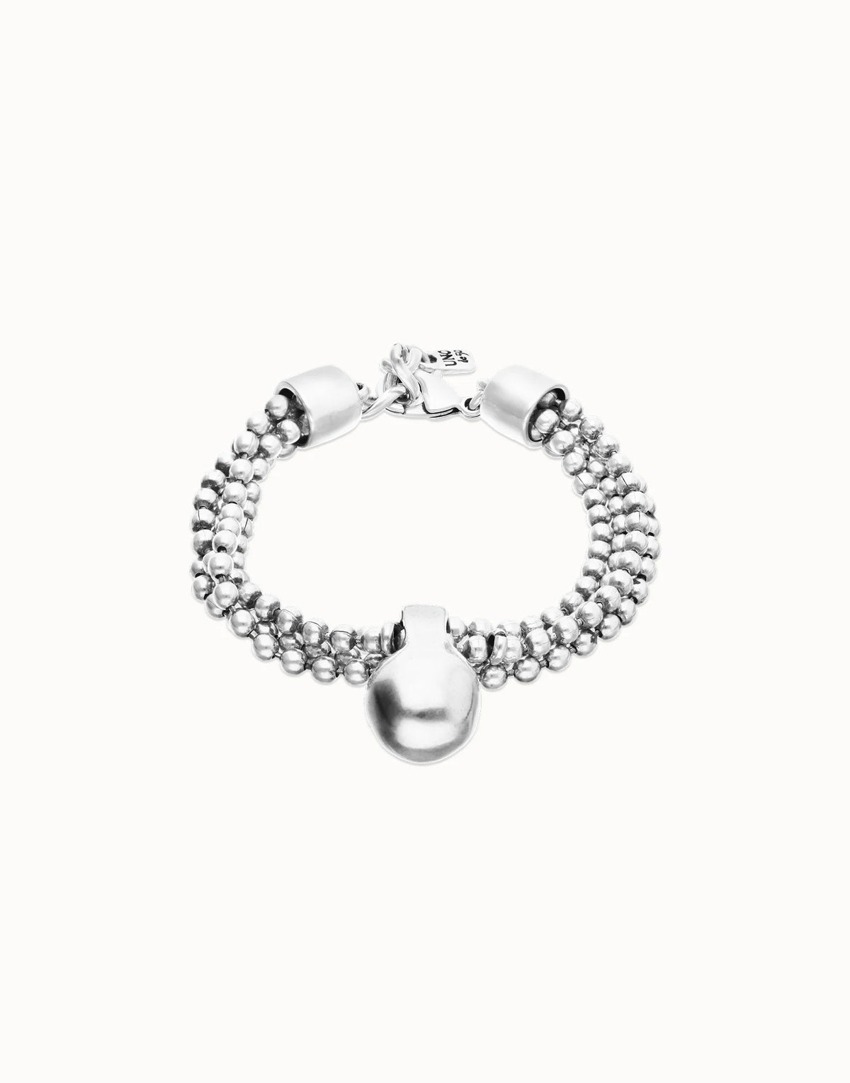 Bracelet with silver threads and large sphere
