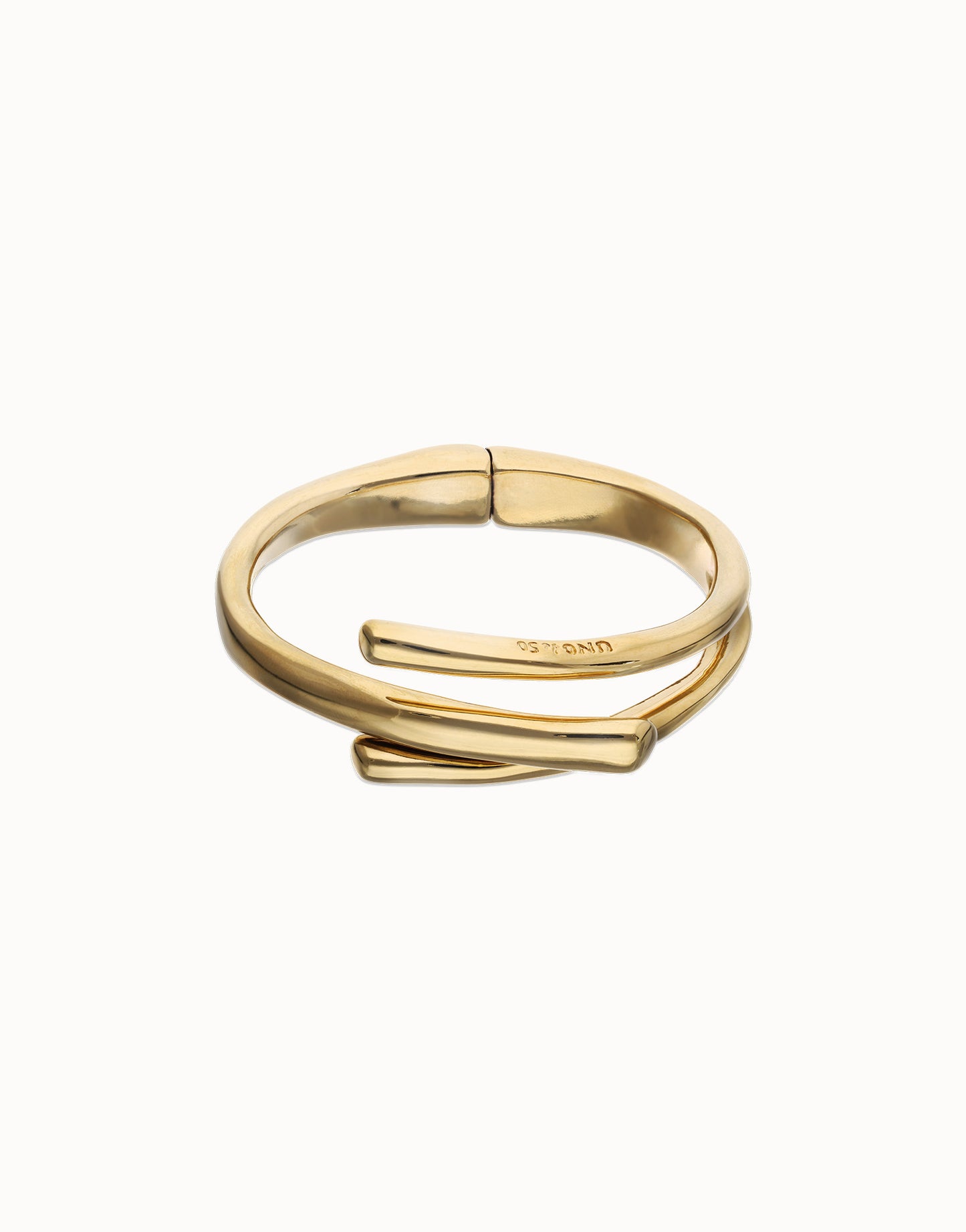 Golden Bangle with three intertwined shapes
