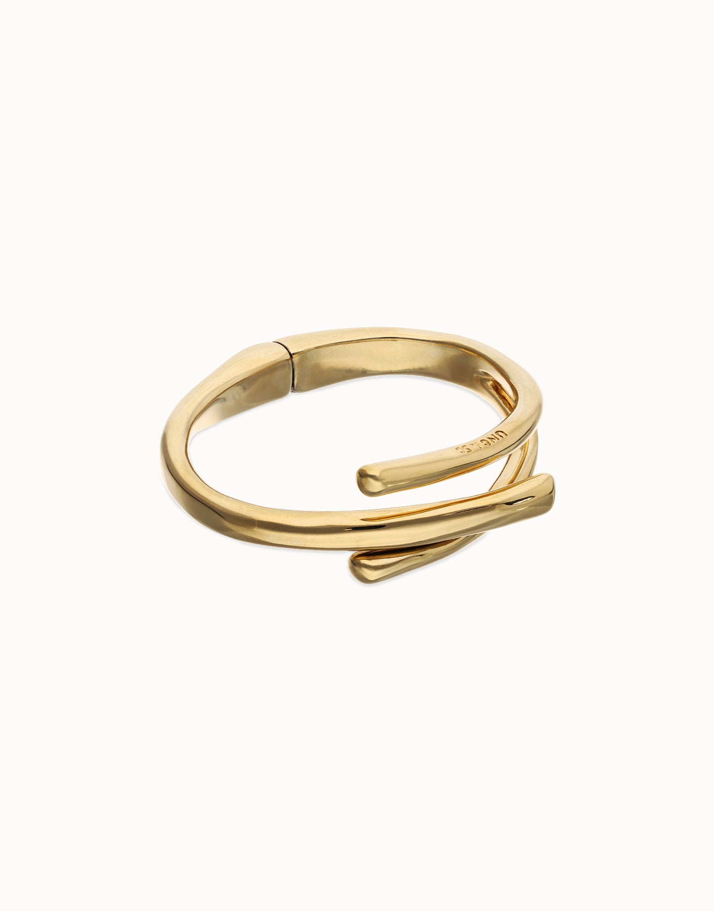 Golden Bangle with three intertwined shapes