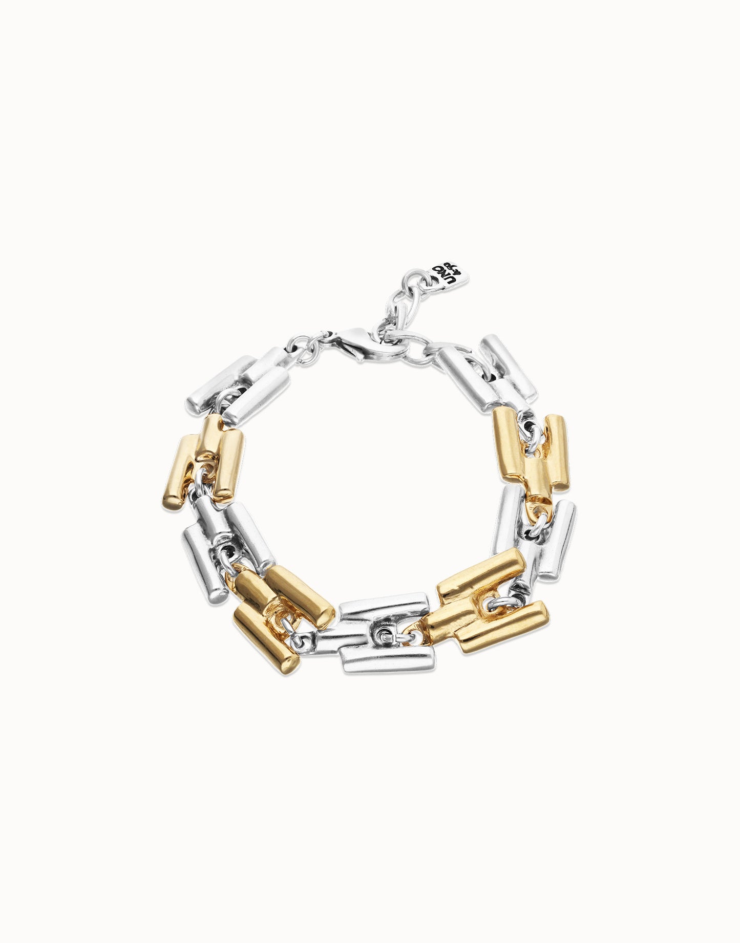 Mixed Metal Square links chain bracelet