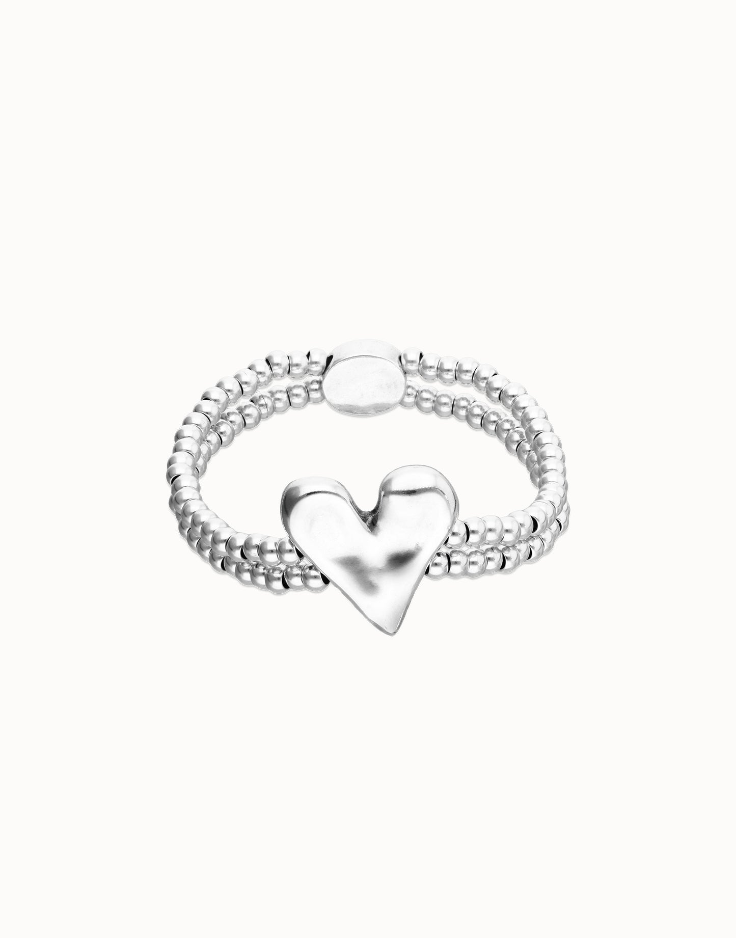 Silver Double elastic bracelet with heart detail