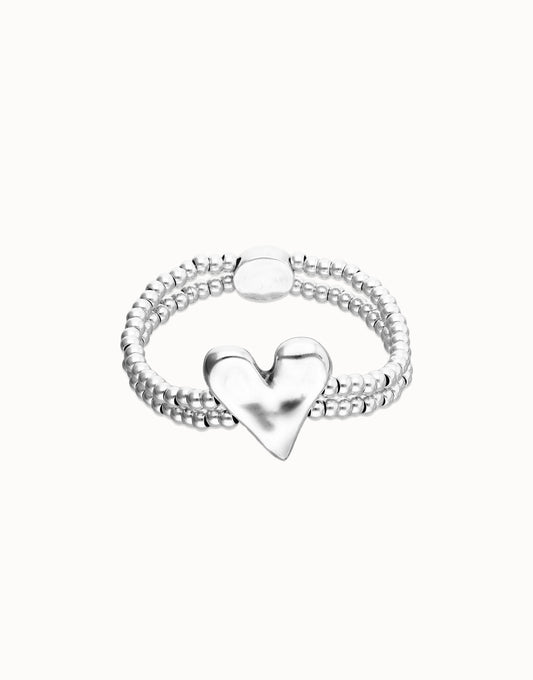 Silver Double elastic bracelet with heart detail