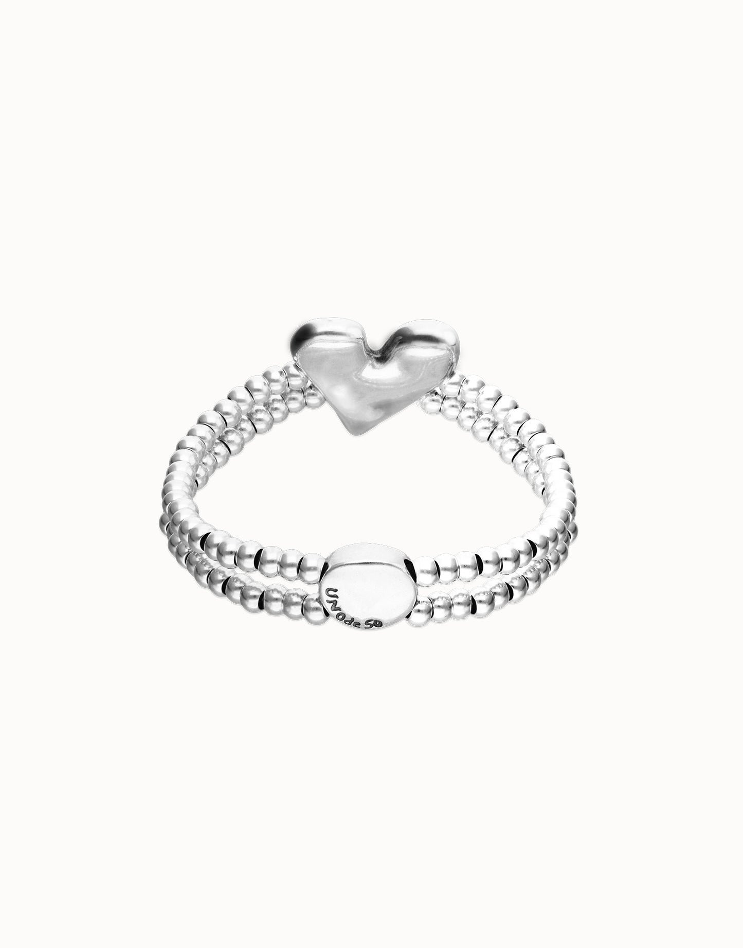 Silver Double elastic bracelet with heart detail