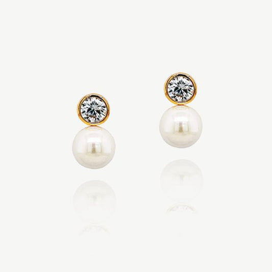 Portland Gold Crystal and Pearl Earrings