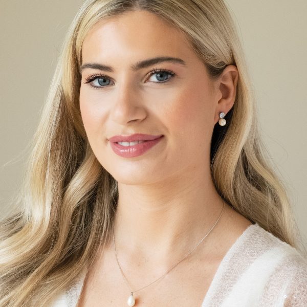 Portland Solitaire Crystal Pearl Earrings