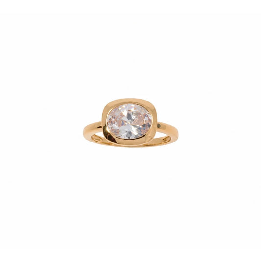 Sense of Balance Ring Bezel Set Oval CZ