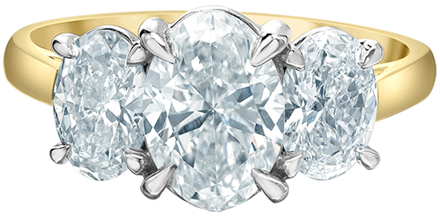 18ct & Platinum Oval Trilogy Lab Diamond Ring