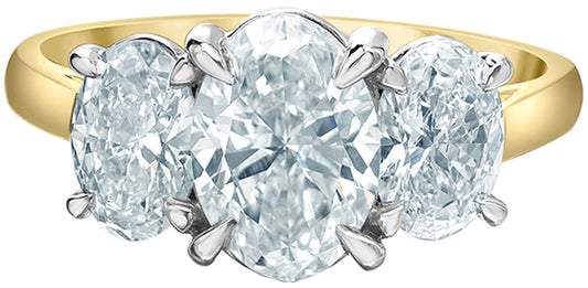 18ct & Platinum Oval Trilogy Lab Diamond Ring