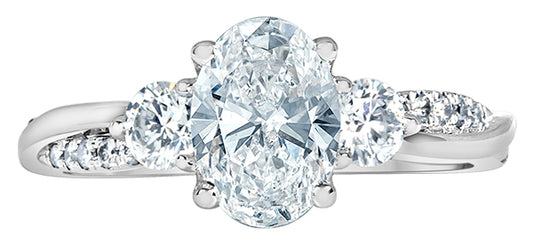 Platinum Lab Oval Diamond Trilogy Twist Ring