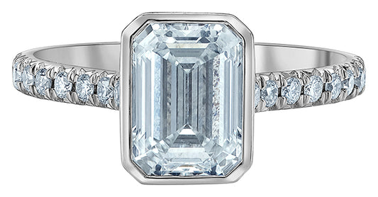 Platinum Emerald Lab Grown Diamond Ring