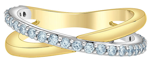 9ct Gold Cross Over Diamond Ring