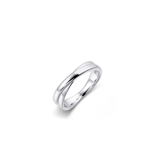 Gisser Silver Crossing Bold Bands Ring